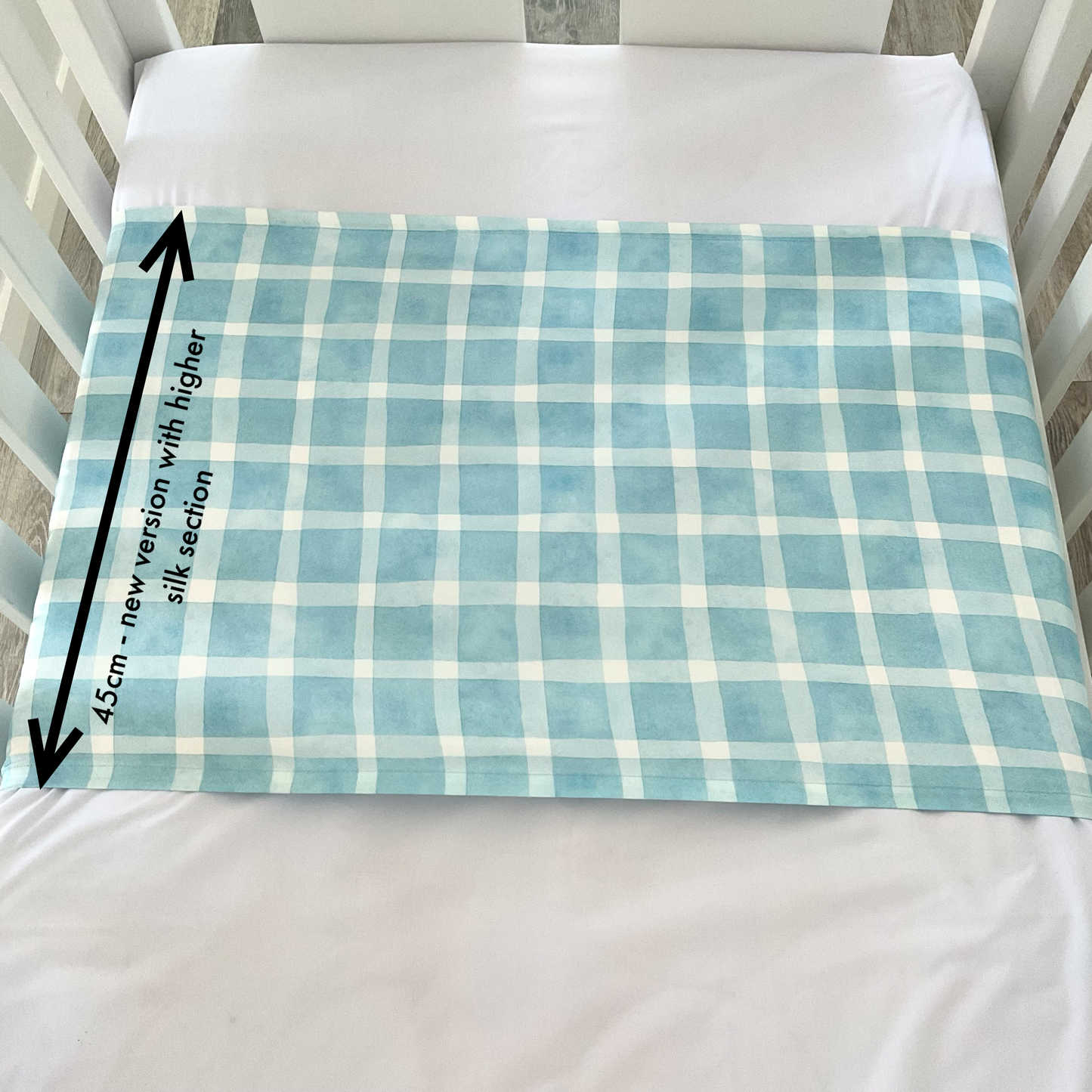 Mulberry Silk Baby Cot/Crib Sleeve - Gingham Blue
