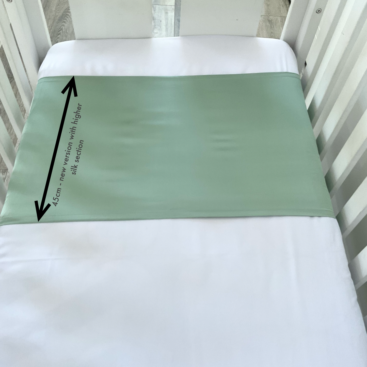Matcha green Mulberry Silk Baby Cot Sleeve, cot slip with measurement, for Baby bald spots and Eczema relief