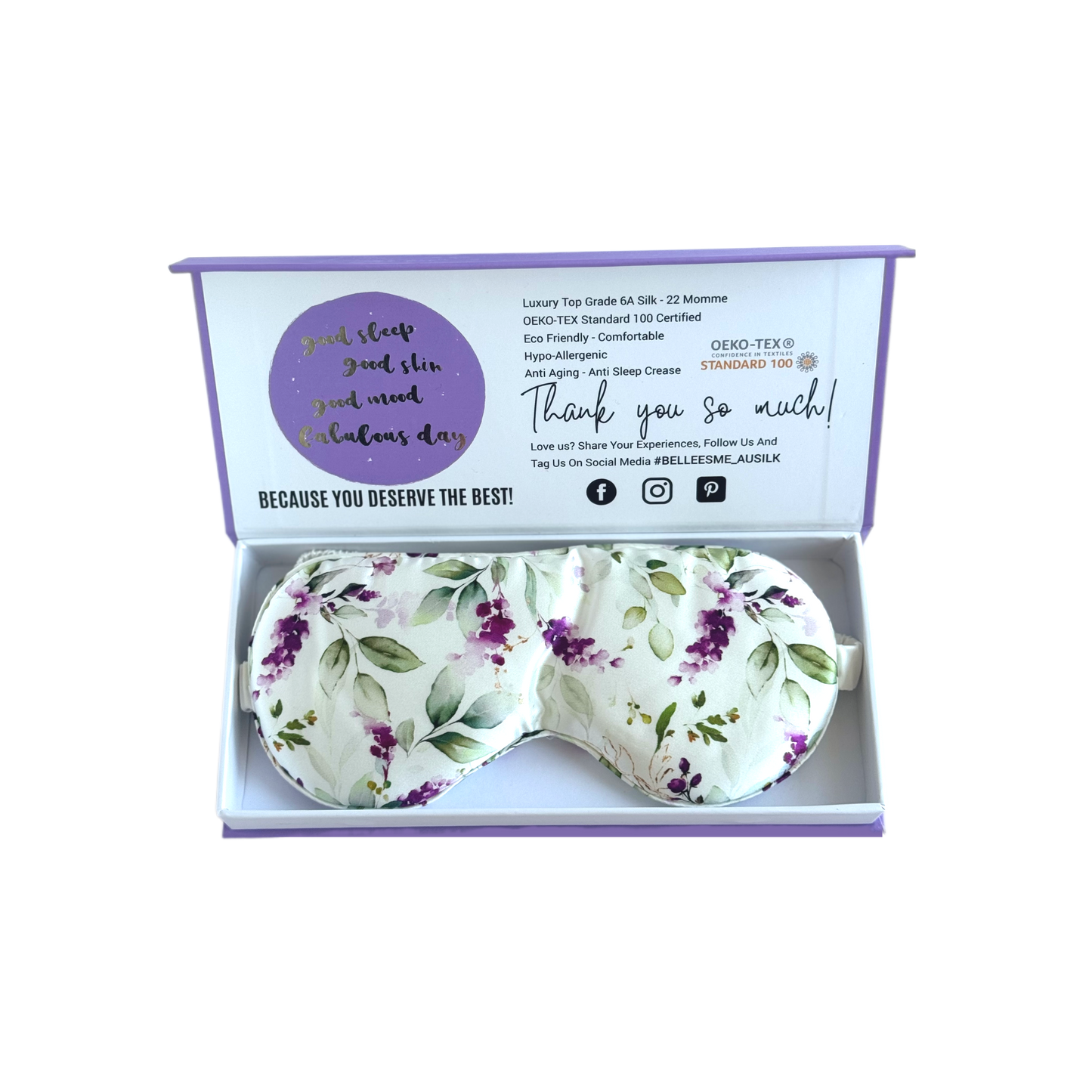 100% Mulberry Silk Sleep Mask - Fleur Aimee