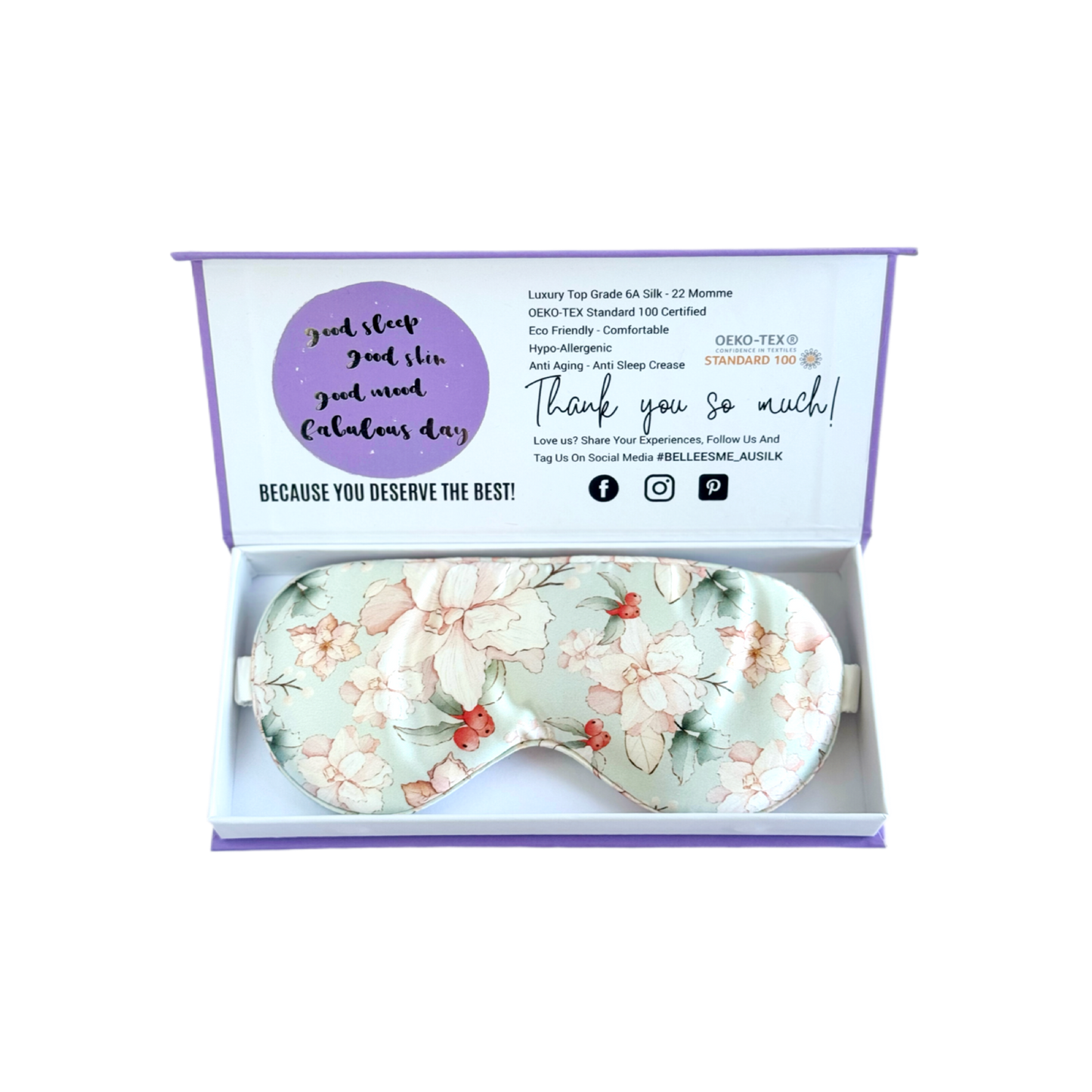 100% Mulberry Silk Sleep Mask - Gracelynn (Xmas Edition)