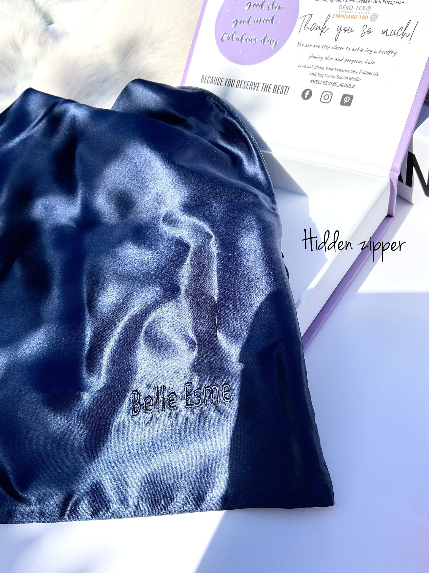 100% Mulberry Silk Pillowcase - Navy