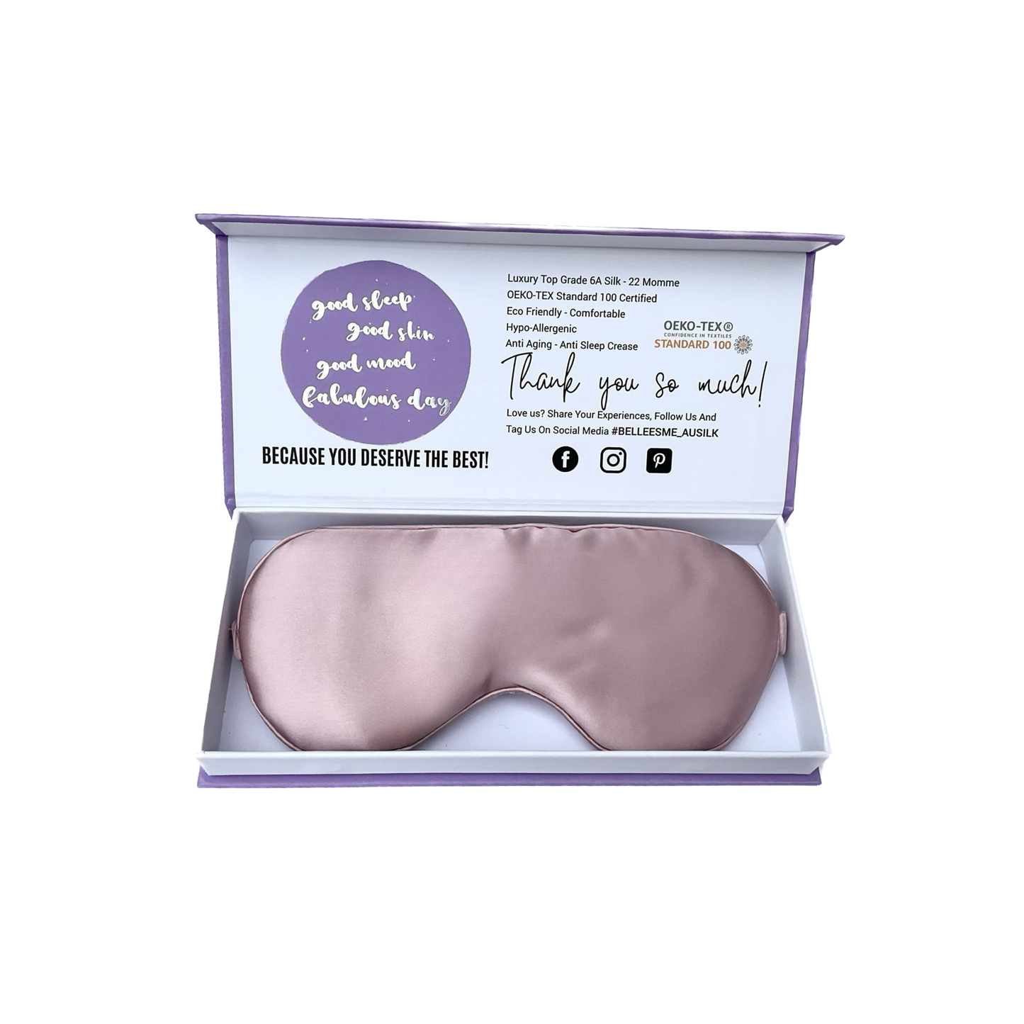100% Mulberry Silk Sleep Mask - Dusty Pink