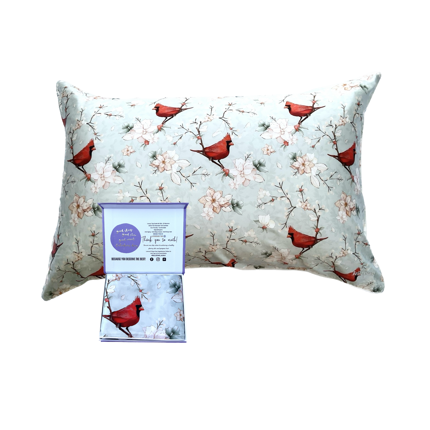 CLEARANCE - 100% Mulberry Silk Pillowcase - Celeste (Xmas Edition)
