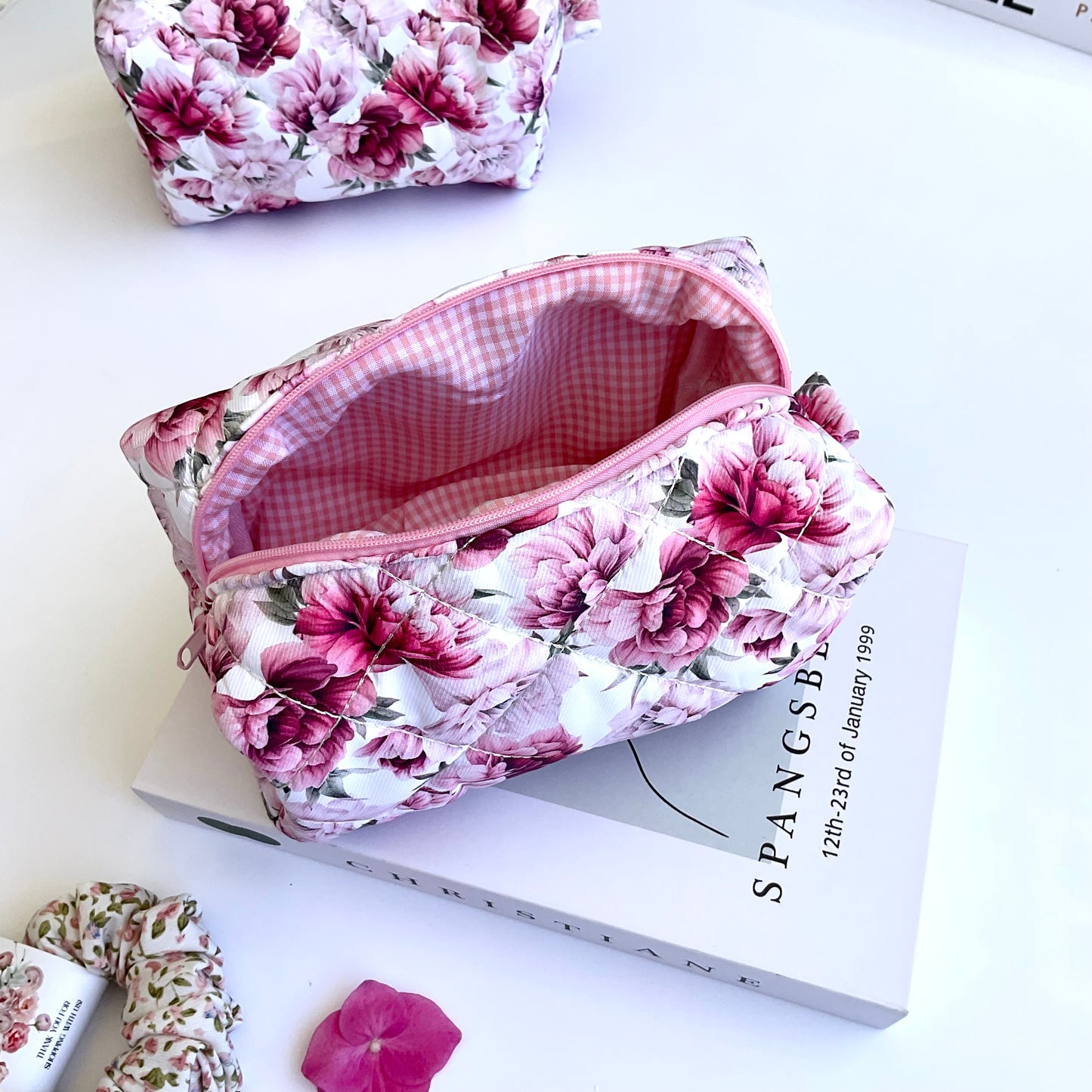 Quilted Cotton Makeup/ Cosmetic / Travel Bag - Dear Scarlett