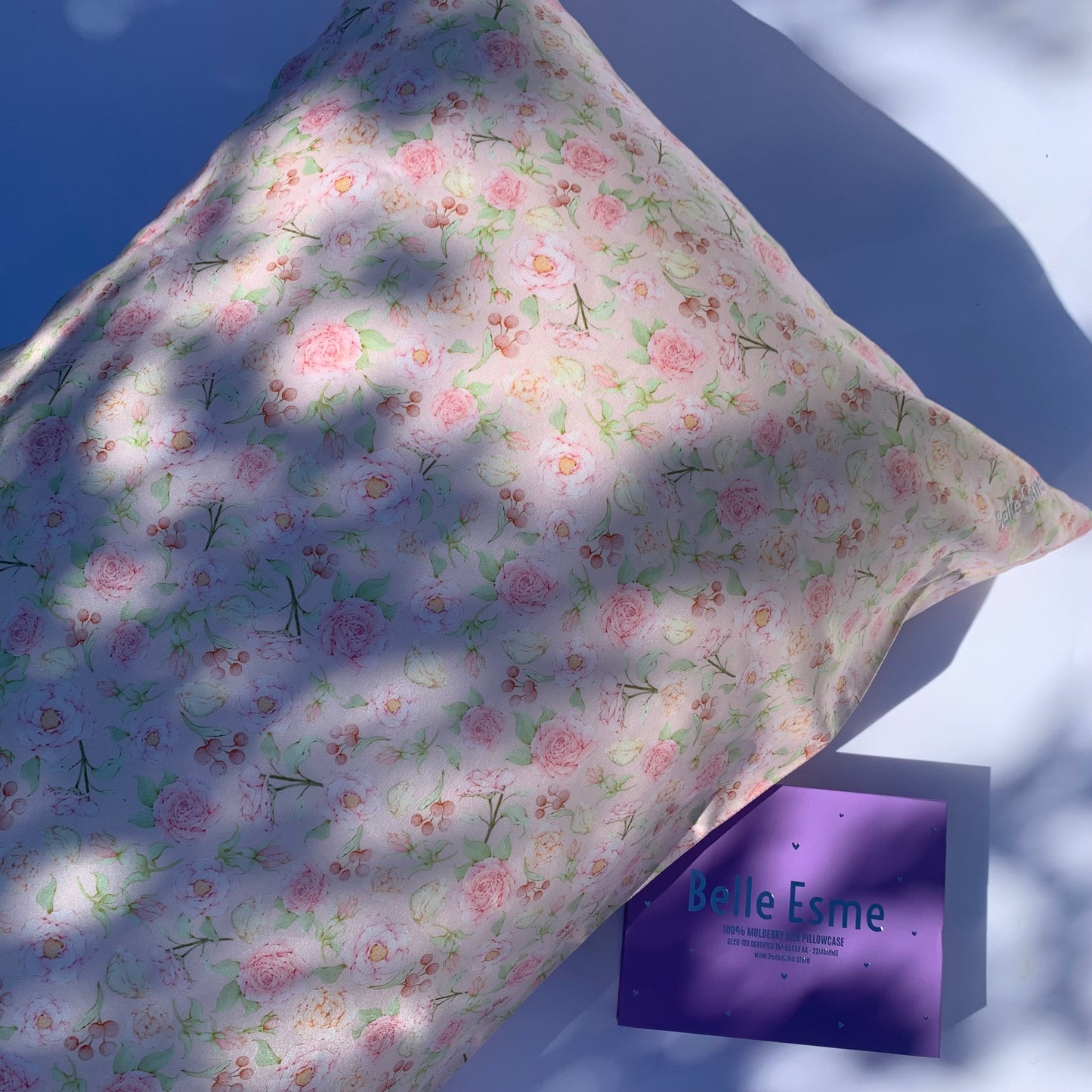 100% Mulberry Silk Pillowcase - Hermosa Ditsy Rose Pattern