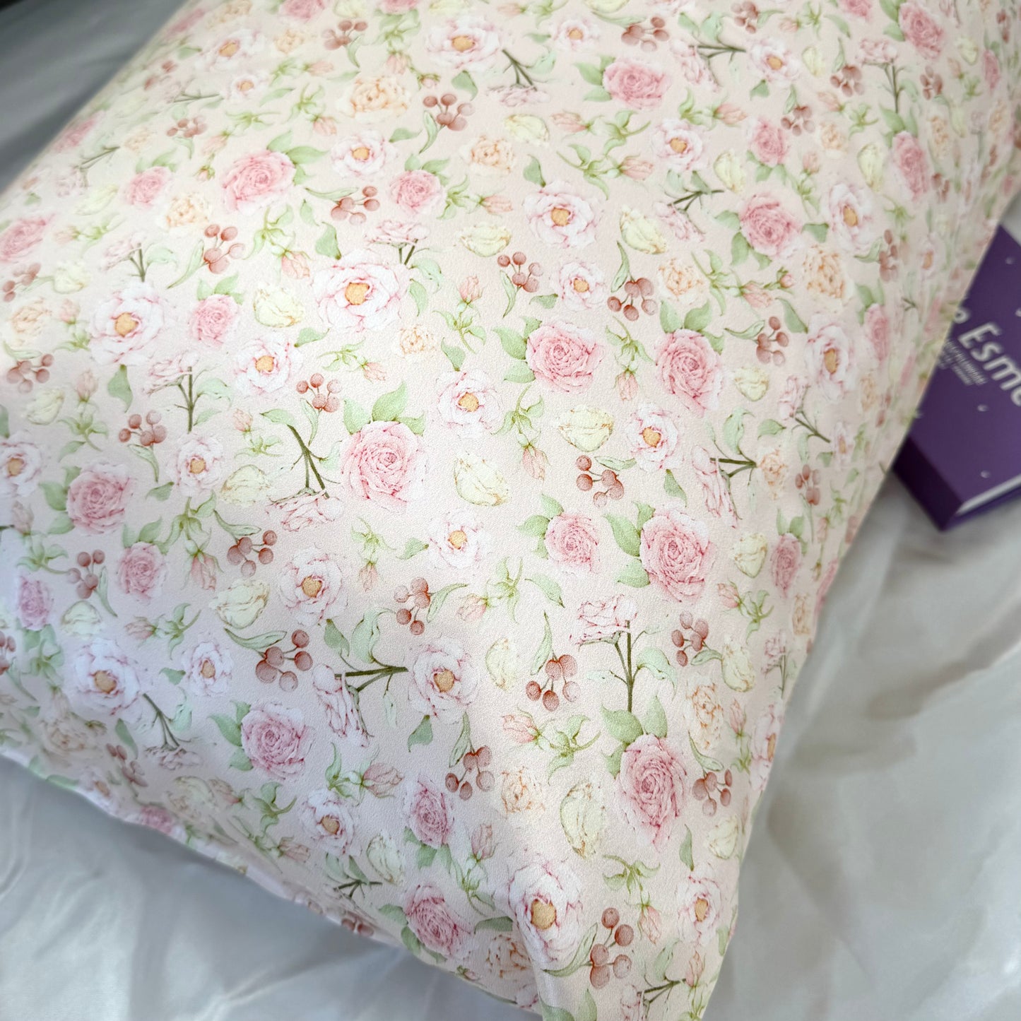 100% Mulberry Silk Pillowcase - Hermosa Ditsy Rose Pattern