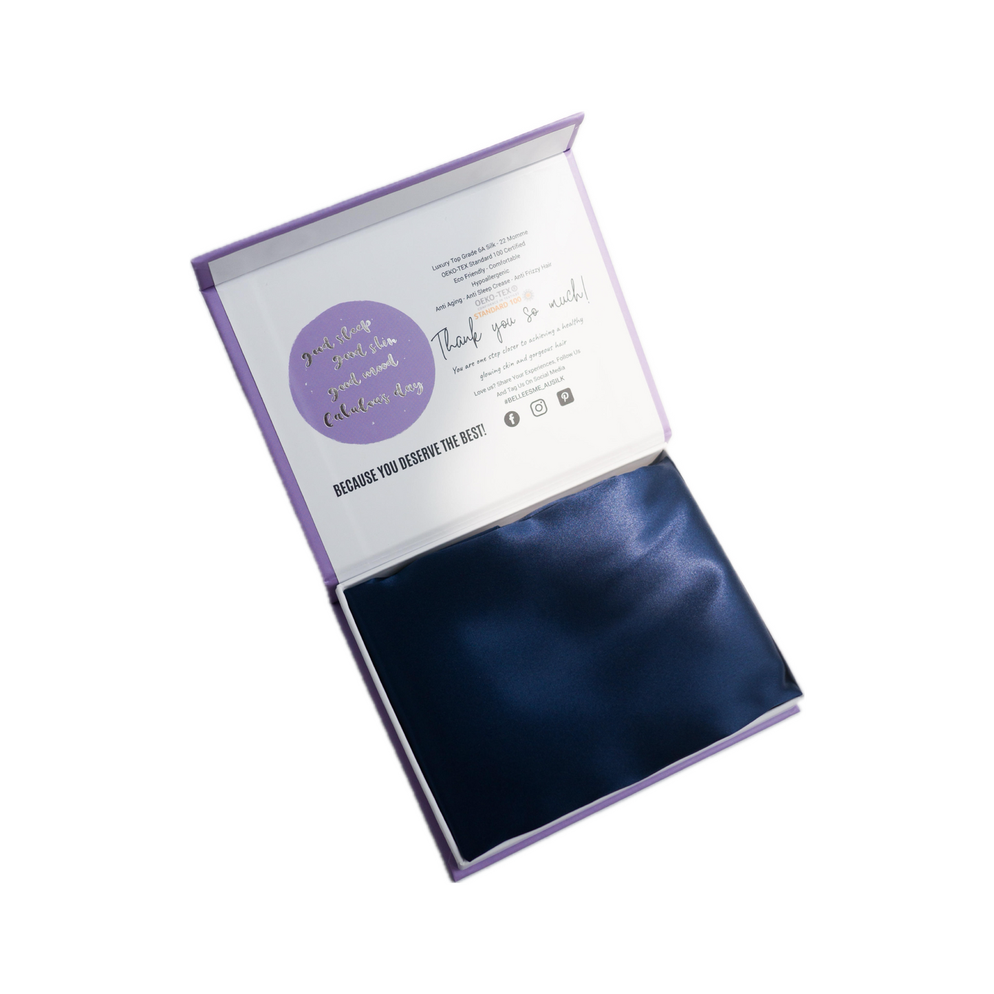 100% Mulberry Silk Pillowcase - Navy