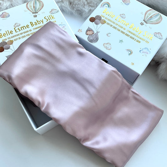 Pink Mulberry Silk Baby Cot Sleeve, cot slip for Baby bald spots and Eczema relief