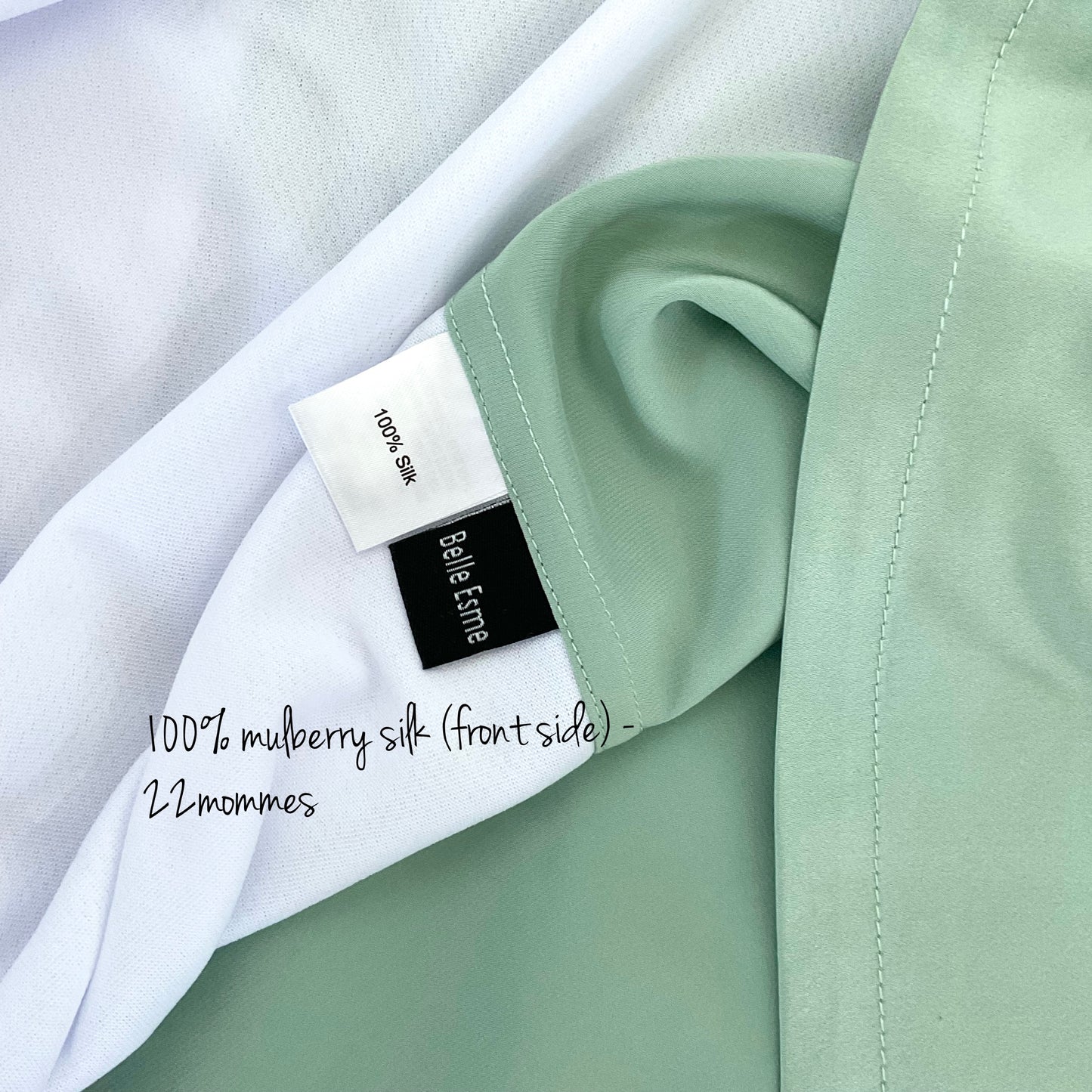 Matcha green Mulberry Silk Baby Cot Sleeve, cot slip (with labels) for Baby bald spots and Eczema relief