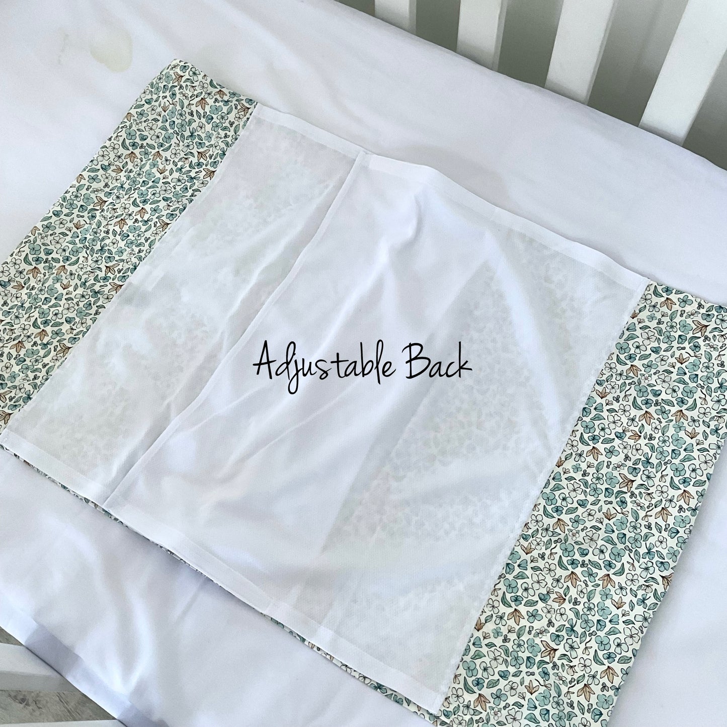 Ditsy Winter Blue Mulberry Silk Baby Cot Sleeve, cot slip (back side) for Baby bald spots and Eczema relief