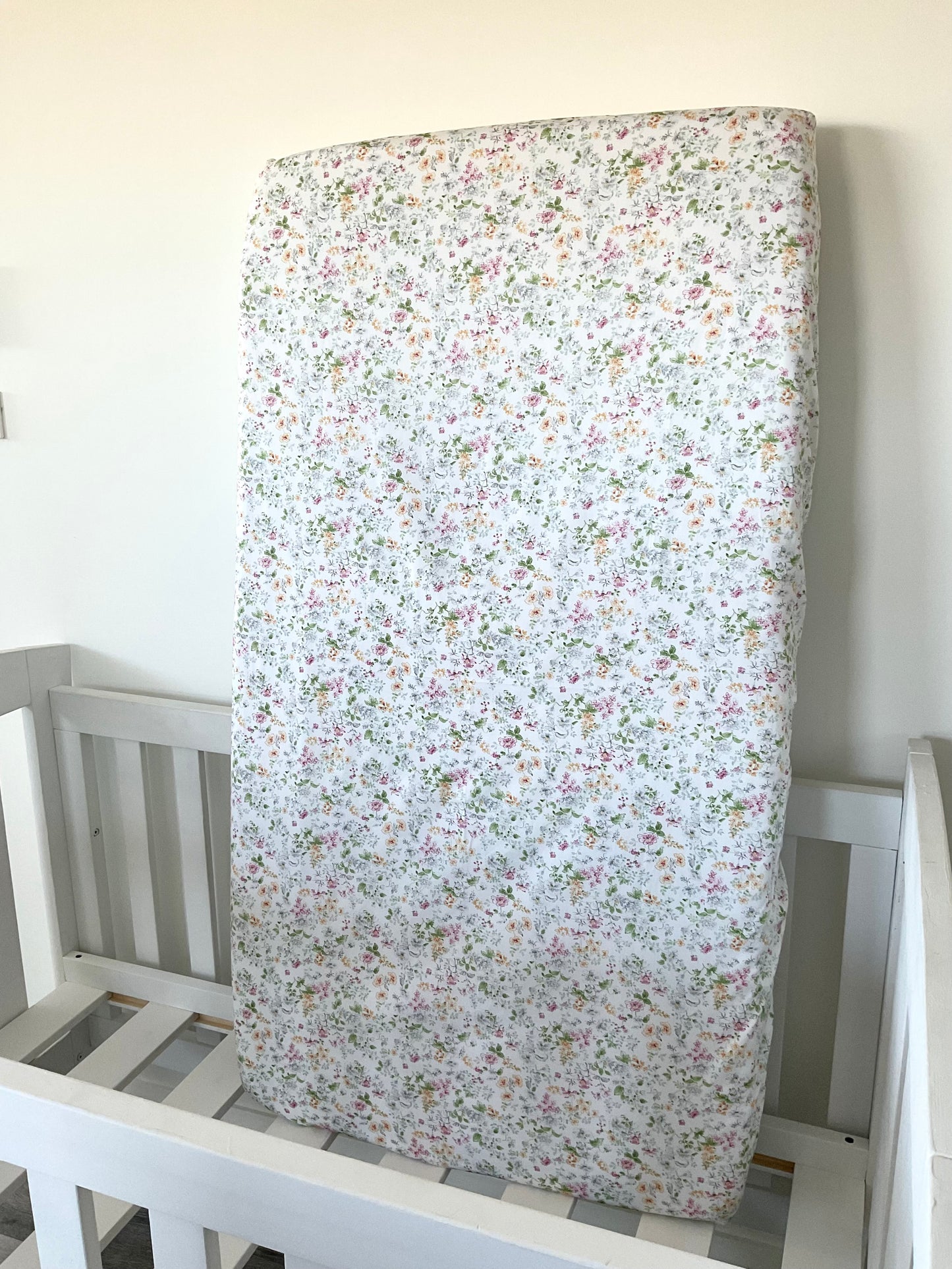 Pure Cotton Baby Cot Fitted Sheet , Chloe, sideway shot