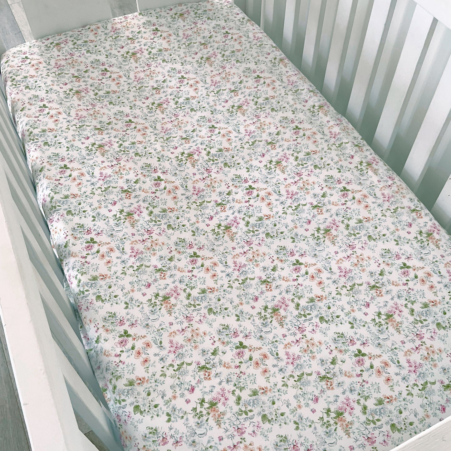 Chloe 100% Cotton Baby Cot Fitted Sheet - on the mattress