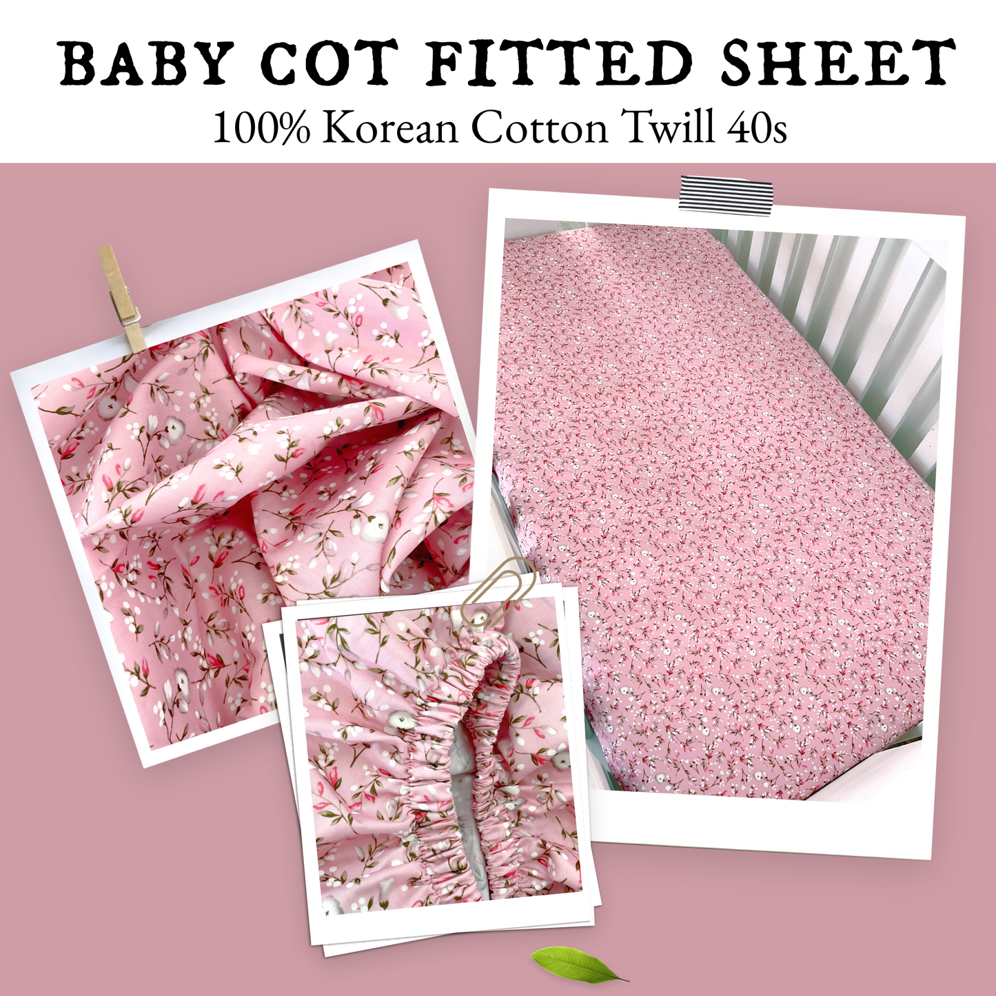 100% Korean Cotton Baby Cot Fitted Sheet - Rosabel