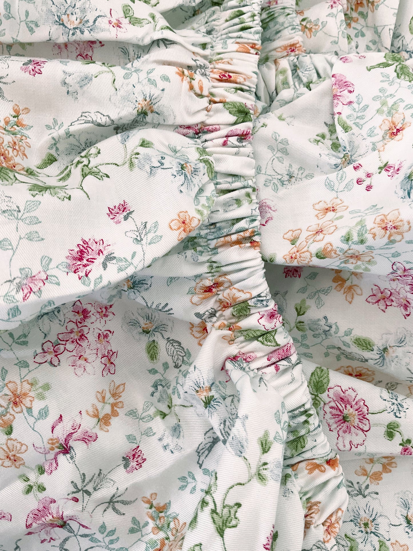 Pure Cotton Baby Cot Fitted Sheet , Chloe, close up shot of sewing details