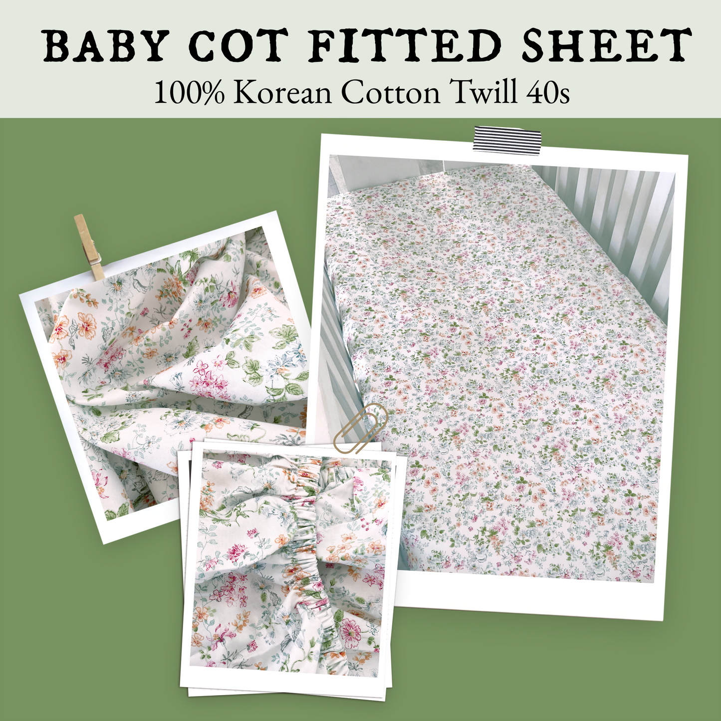 Pure cotton baby fitted cot sheet - overall
