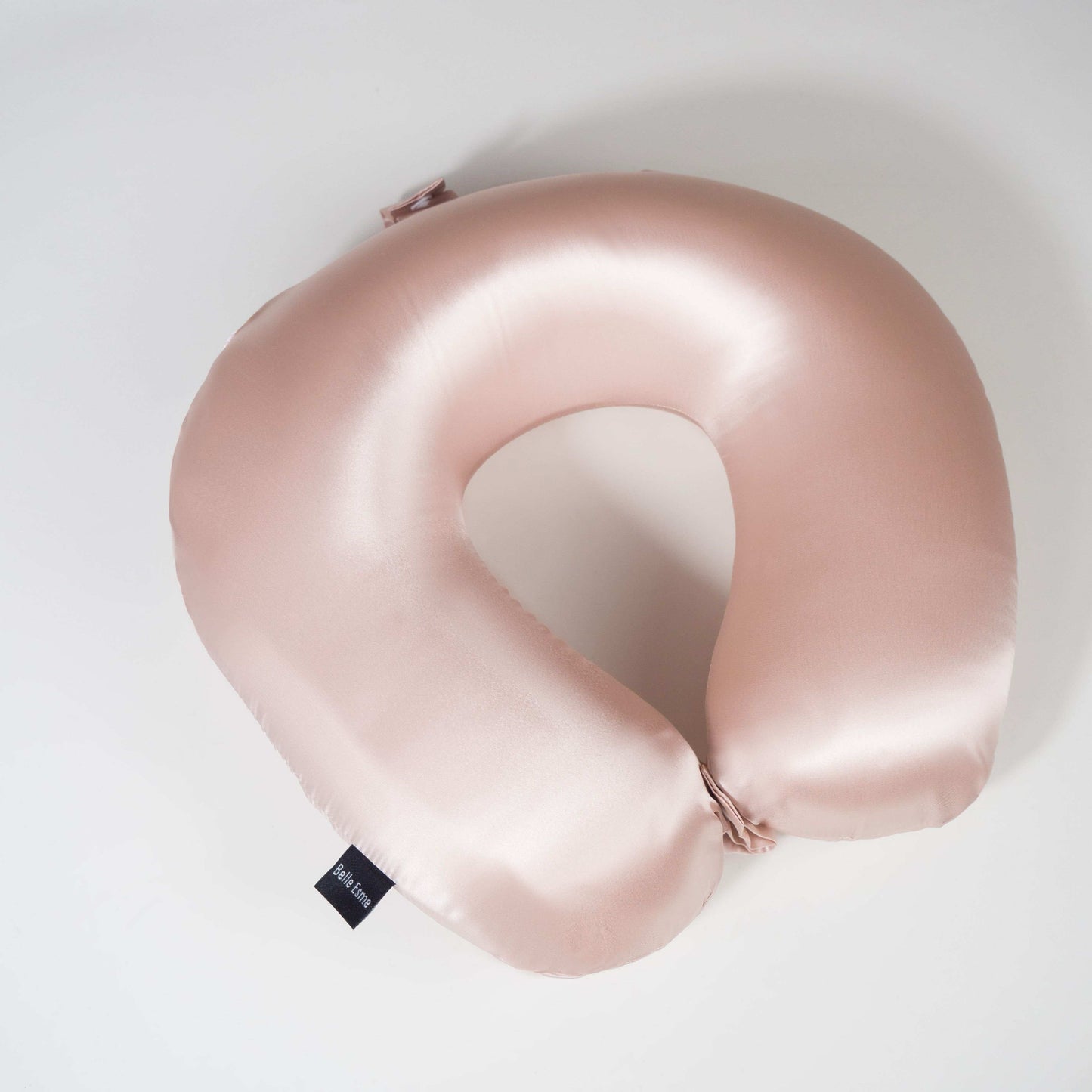 Mulberry silk travel neck pillow, u shaped, pink