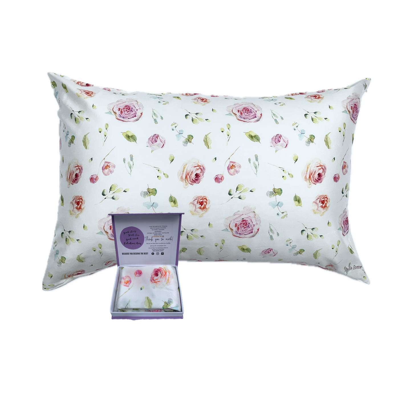 100% Mulberry Silk Pillowcase - La Vie En Rose