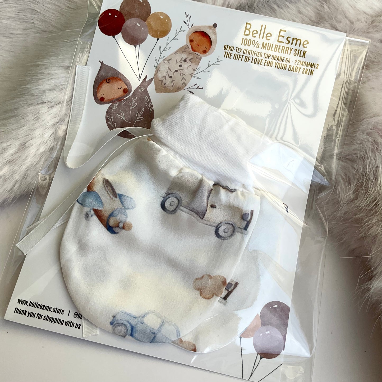 Mulberry silk baby mittens - Anti scratch/ eczema relief (Mittens only) - Drive/Fly Me To The Dreamland