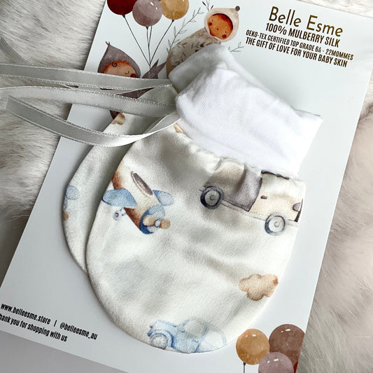 Mulberry silk baby mittens - Anti scratch/ eczema relief (Mittens only) - Drive/Fly Me To The Dreamland