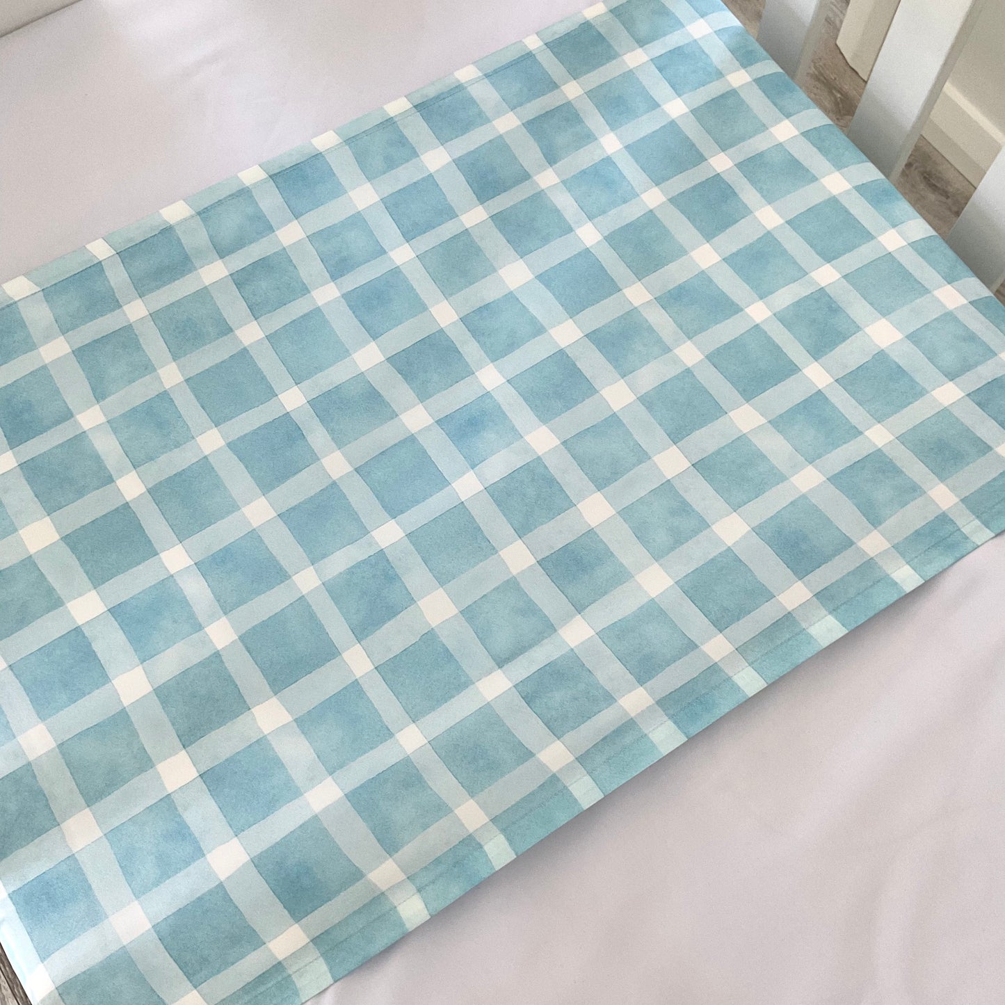 Mulberry Silk Baby Cot/Crib Sleeve - Gingham Blue