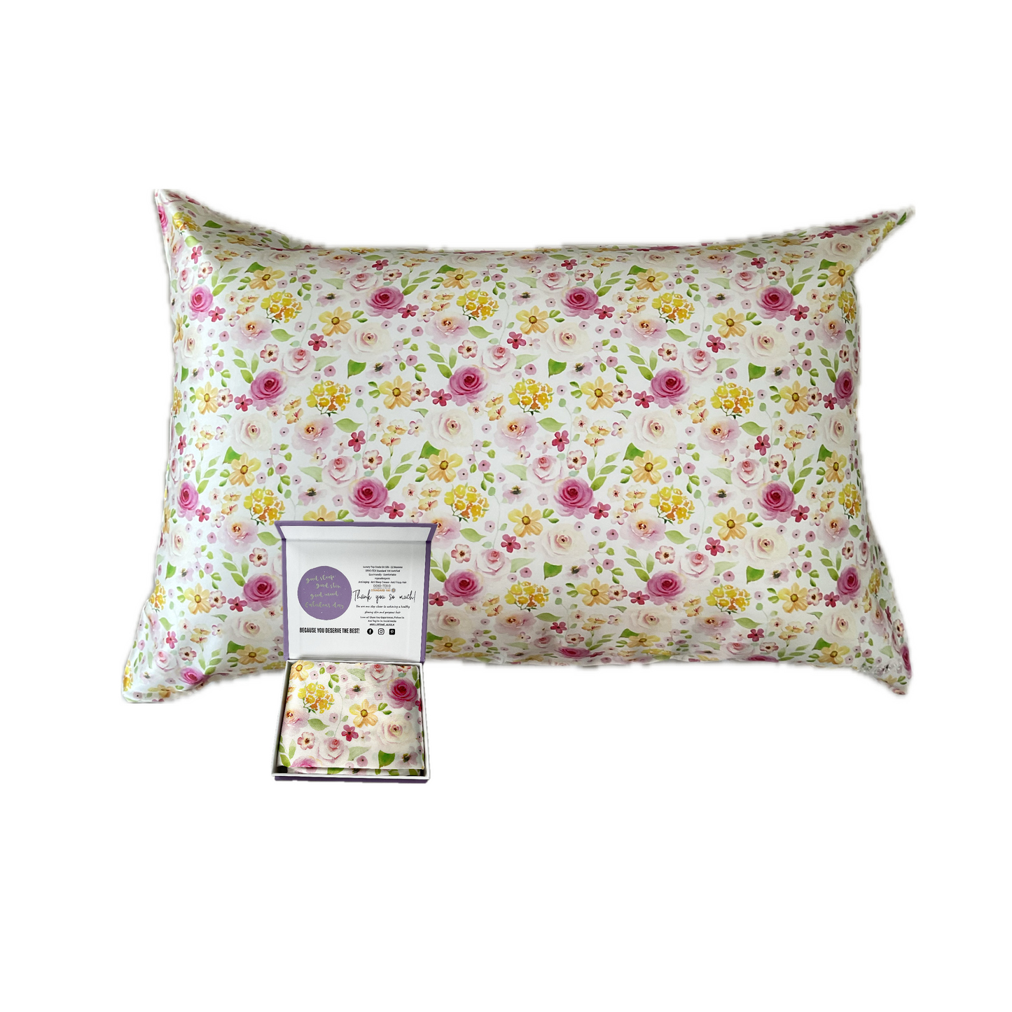 100% Mulberry Silk Pillowcase - Hana Sweet Bloom Pattern