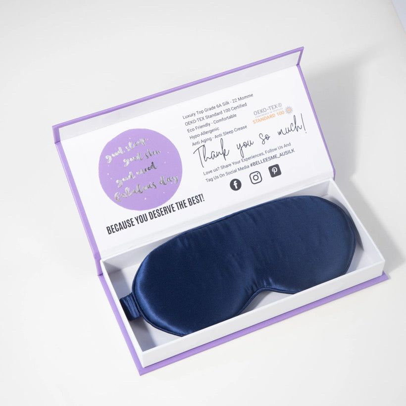 100% Mulberry Silk 3D Contour Sleep Mask - Navy