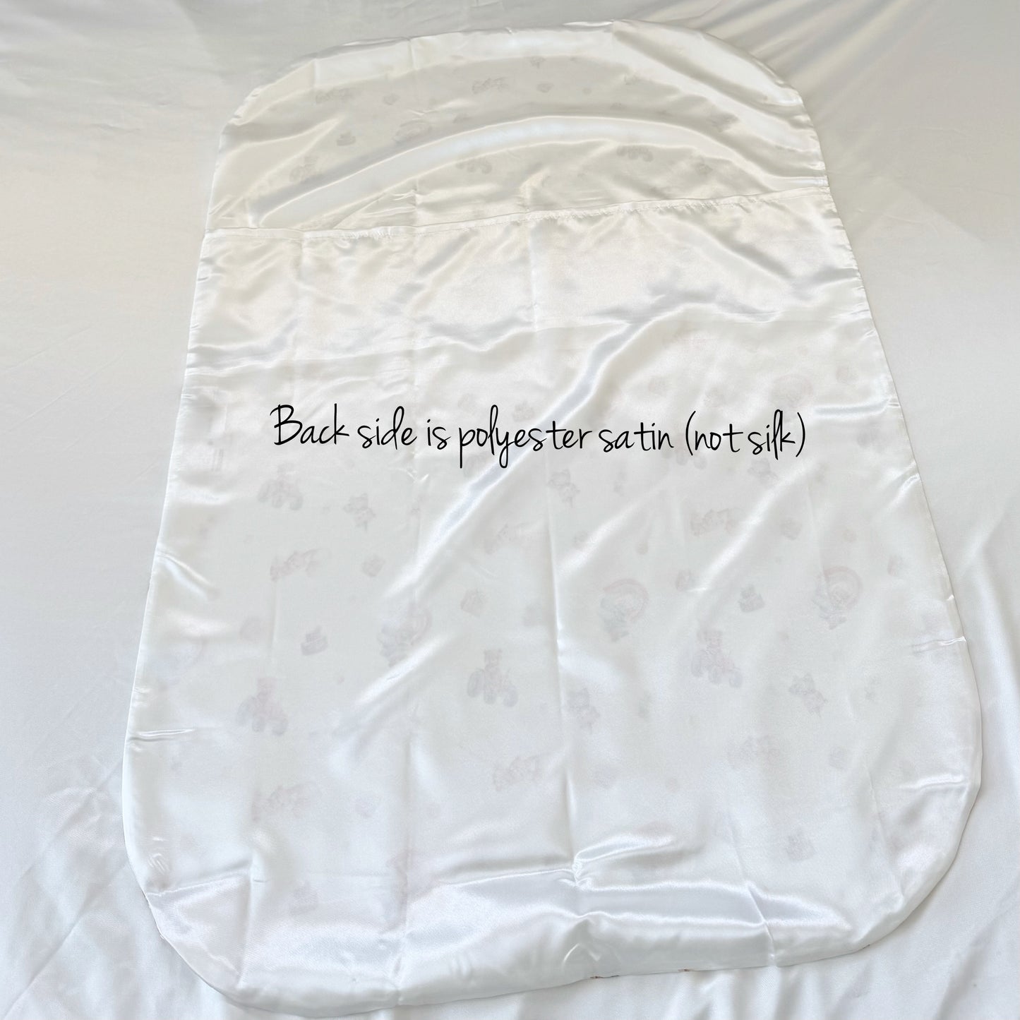 Mulberry Silk Baby Lounger Cover with cute bear pattern, fits Snuggle Me & Dock A Tot Deluxe, back side