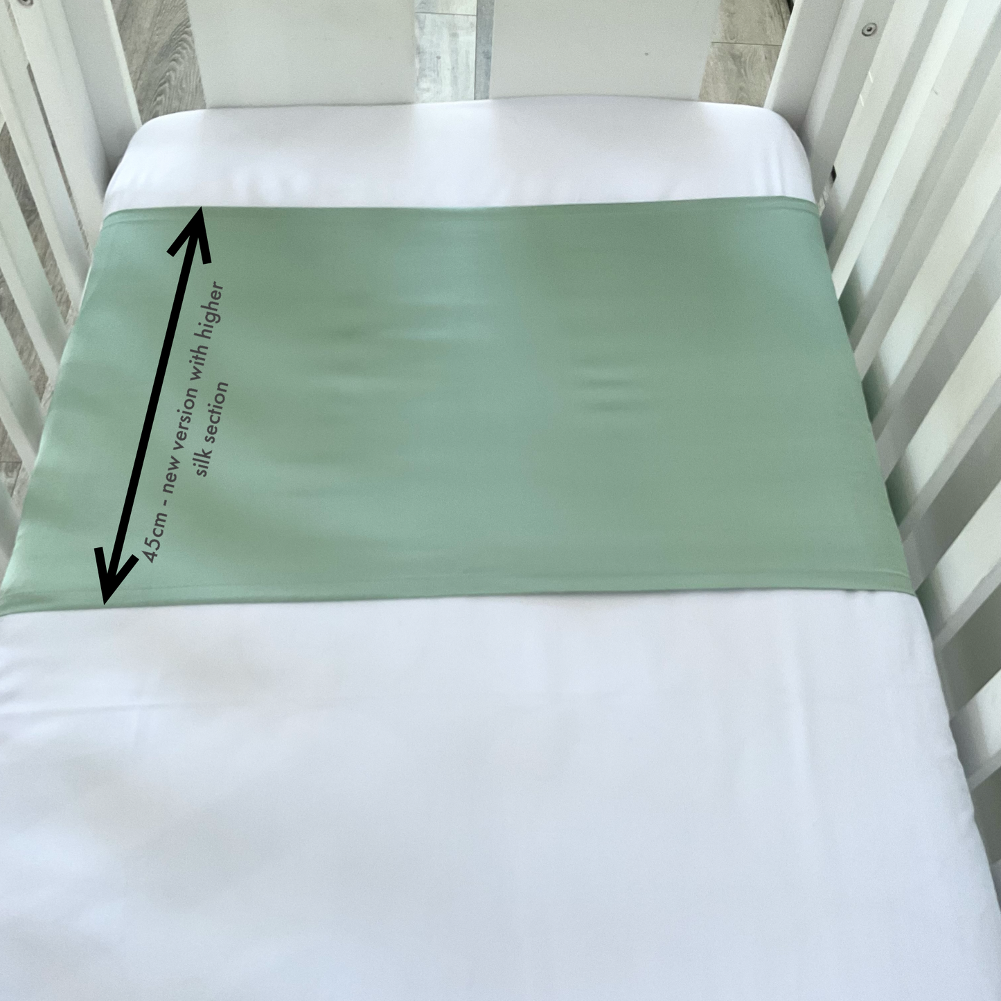 Matcha green Mulberry Silk Baby Cot Sleeve, cot slip with measurement, for Baby bald spots and Eczema relief 