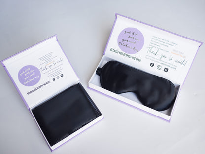 100% Mulberry Silk Pillowcase and Matching Sleep Mask - Black