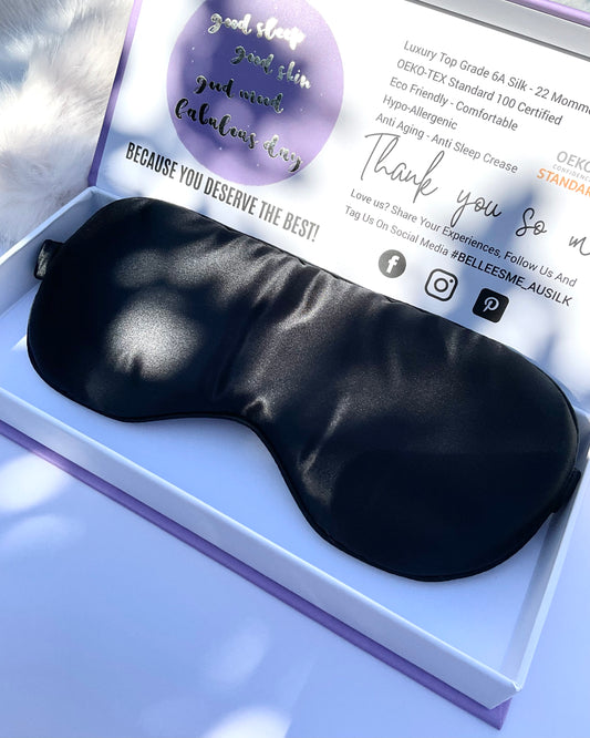 100% Mulberry Silk Sleep Mask - Black