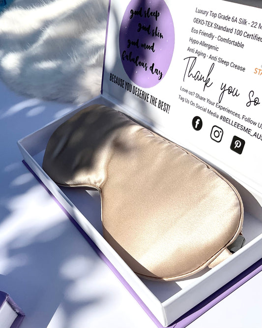 100% Mulberry Silk Sleep Mask - Champagne Gold