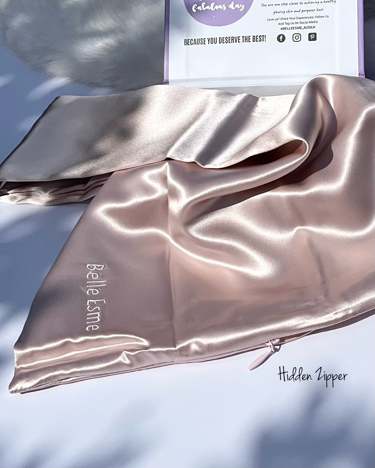 100% Mulberry Silk Pillowcase and Matching Sleep Mask - Light Pearl Pink