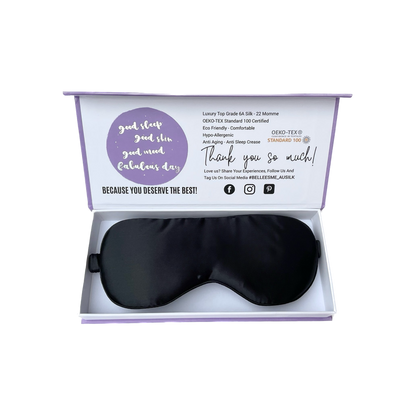 100% Mulberry Silk Sleep Mask - Black