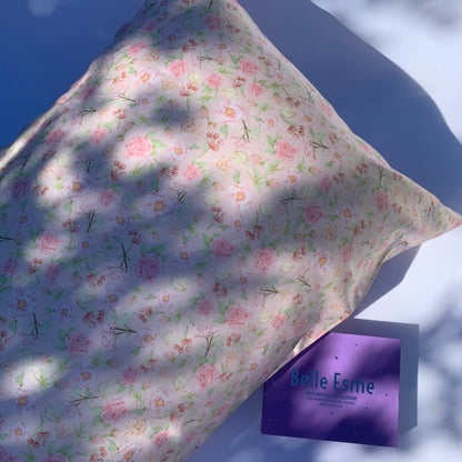 100% Mulberry Silk Pillowcase - Hermosa Ditsy Rose Pattern