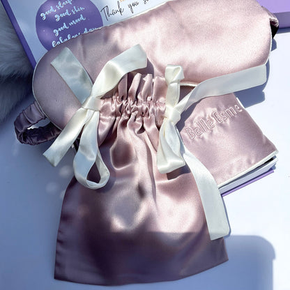 100% Mulberry Silk Pillowcase - Dusty Pink with White Piping