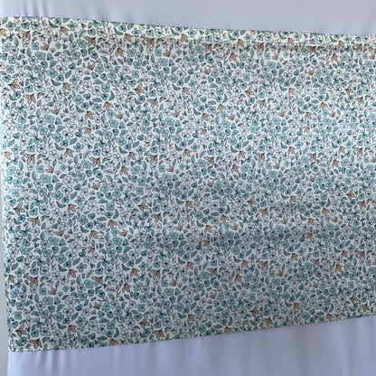 Ditsy Winter Blue Mulberry Silk Baby Cot Sleeve, cot slip (left angle shot) for Baby bald spots and Eczema relief 