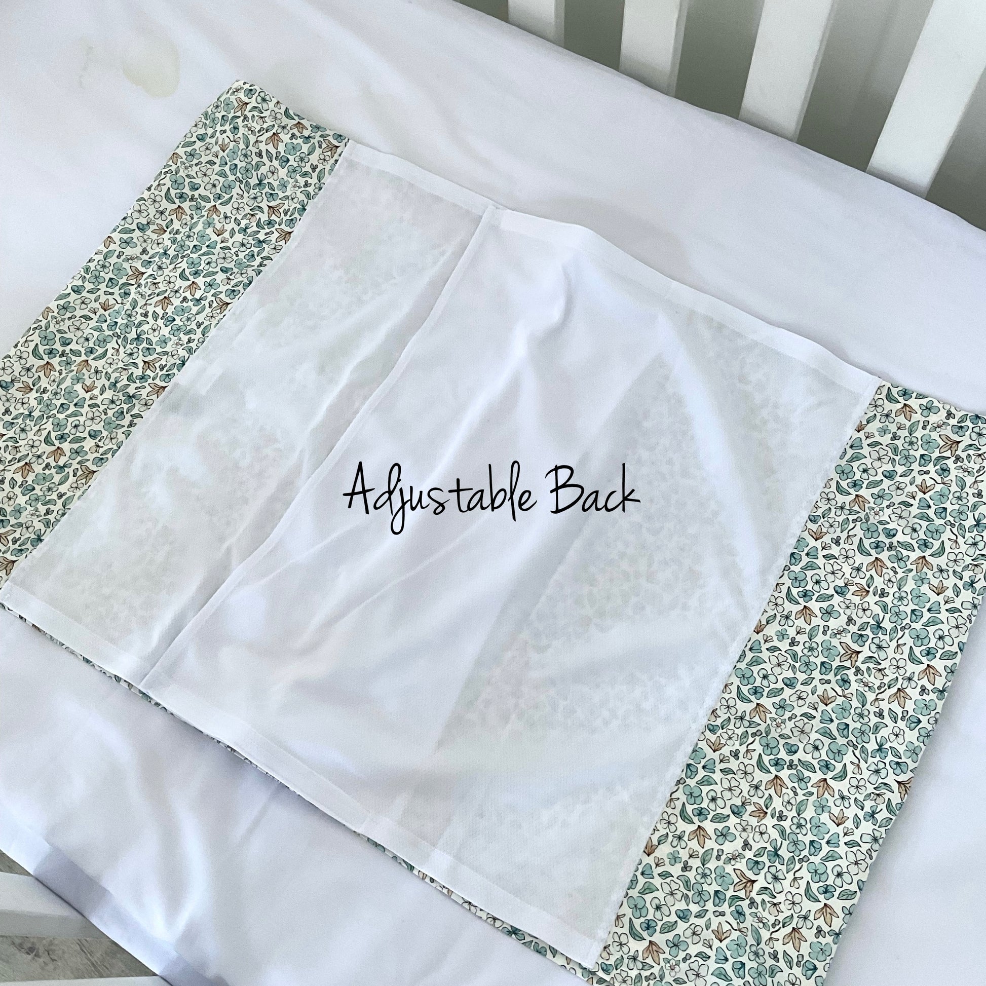 Ditsy Winter Blue Mulberry Silk Baby Cot Sleeve, cot slip (back side) for Baby bald spots and Eczema relief 