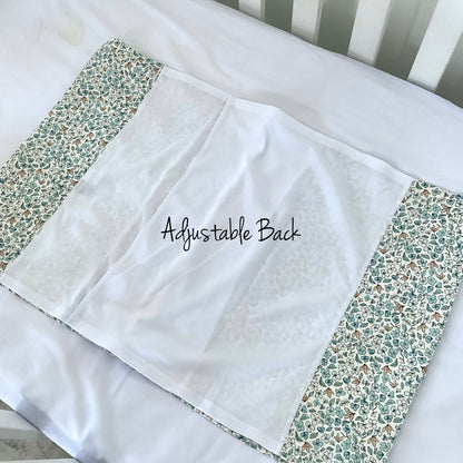 Ditsy Winter Blue Mulberry Silk Baby Cot Sleeve, cot slip (back side) for Baby bald spots and Eczema relief 