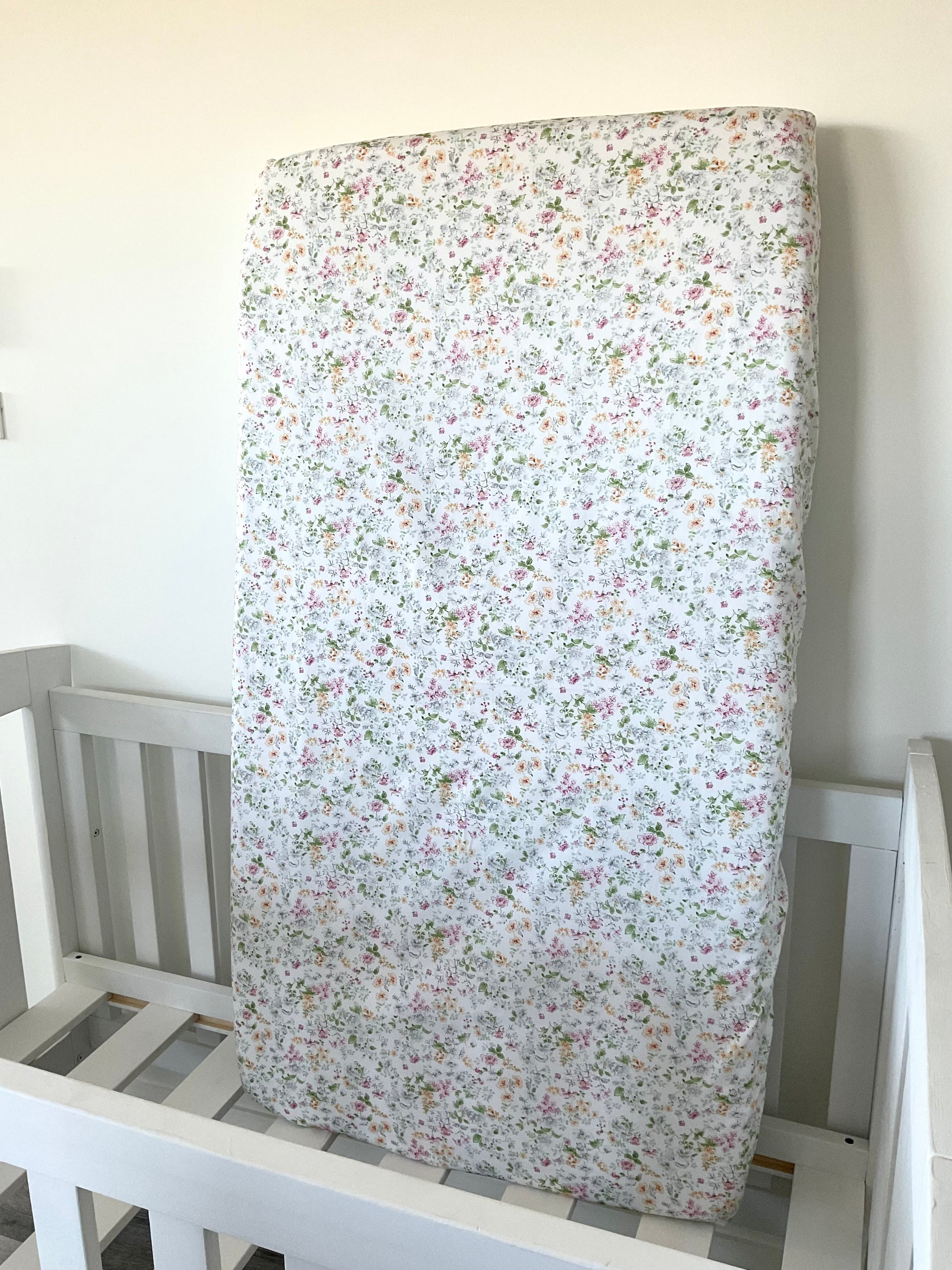 Pure Cotton Baby Cot Fitted Sheet , Chloe, sideway shot