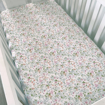 Chloe 100% Cotton Baby Cot Fitted Sheet - on the mattress
