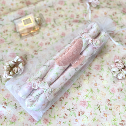 100% Mulberry Silk Hair Curler pink romantic rose pattern, no heat curler, in organza bag