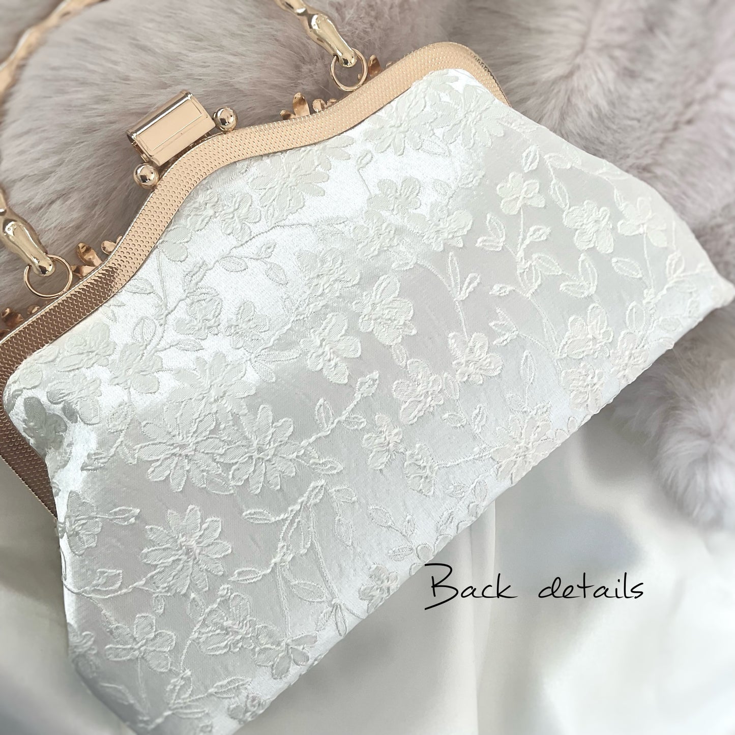 Catherine White Wedding Clutch, Bridal Bag. Pearls Beads Rhinestons Charming Bag.