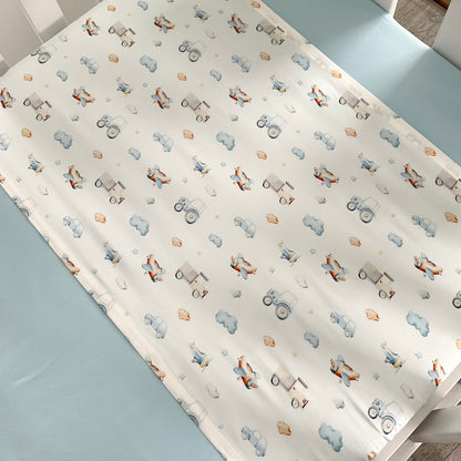 Mulberry Silk Baby Cot/Crib Sleeve - Drive/Fly Me To The Dreamland. Helps with baby bald spots and eczema relief