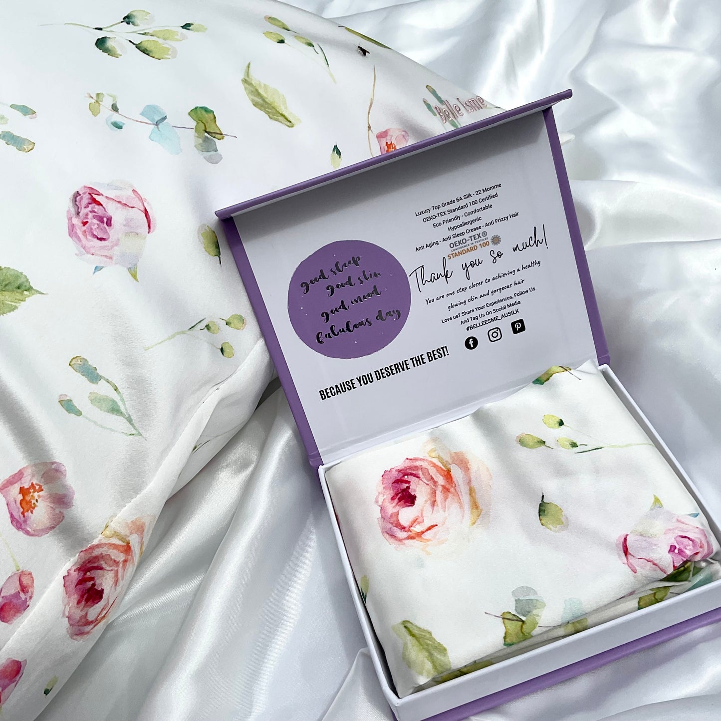100% Mulberry Silk Pillowcase - La Vie En Rose