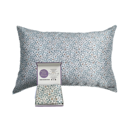 100% Mulberry Silk Pillowcase - Ditsy Blue Winter