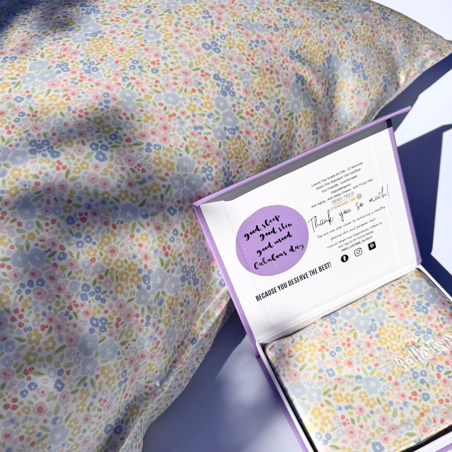 100% Mulberry Silk Pillowcase - Spring Meadow Blooms