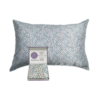 100% Mulberry Silk Pillowcase - Ditsy Blue Winter
