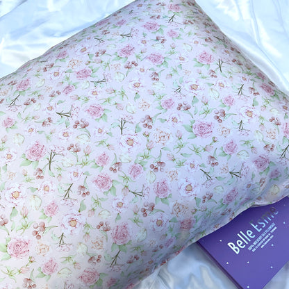 100% Mulberry Silk Pillowcase - Hermosa Ditsy Rose Pattern