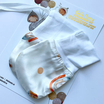 Mulberry silk baby mittens anti scratching helps with eczema - Cute rainbow print