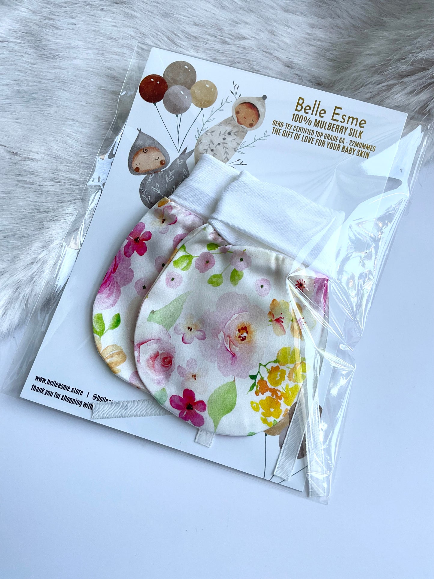 Mulberry silk baby mittens - Anti scratch/ eczema relief (Mittens only) - Hana